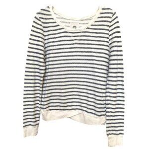 Roxy Womens Grey Ivory Stripe Long Sleeve Scoop Neck Top Sz S #05